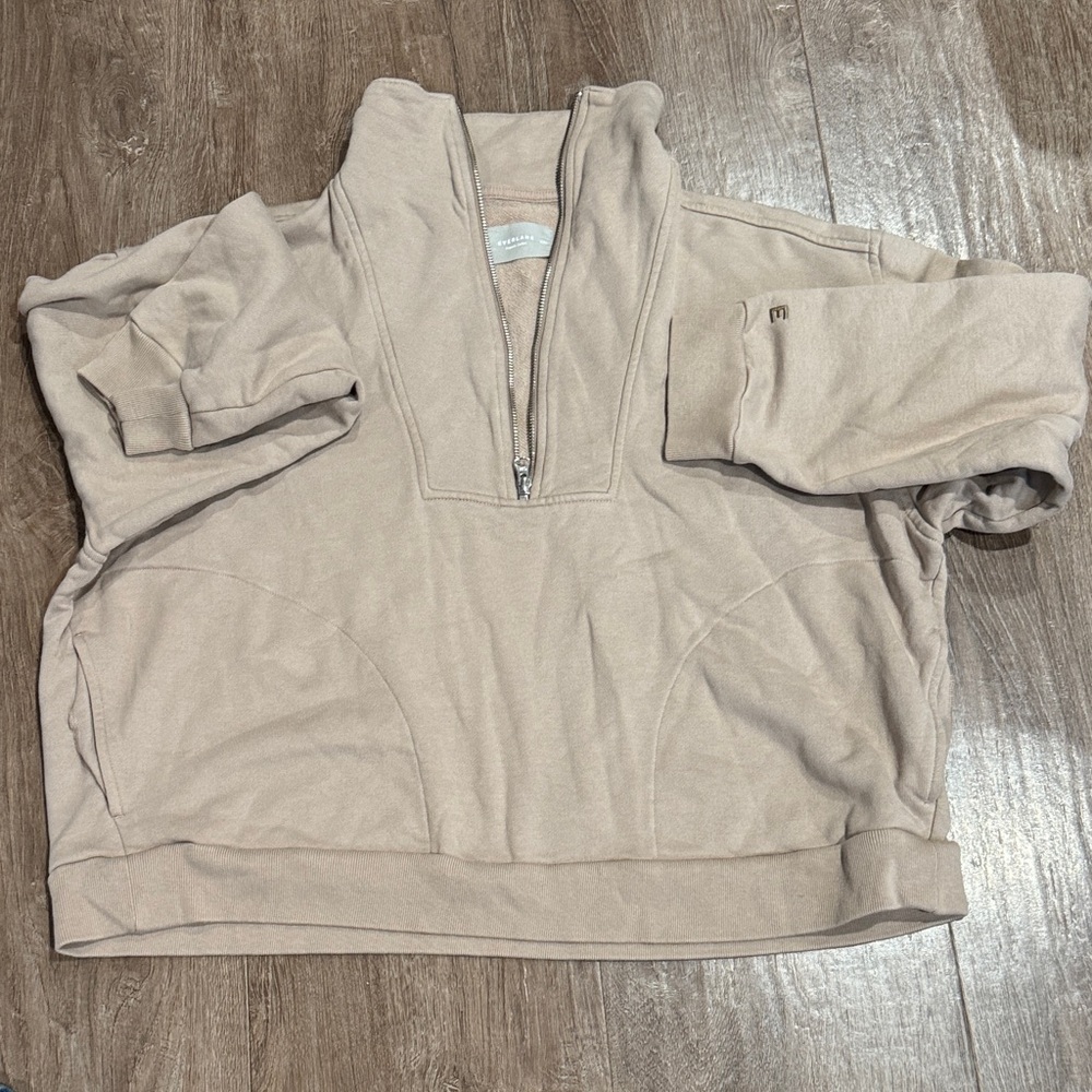 Everlane Taupe Organic Cotton Zip-Up